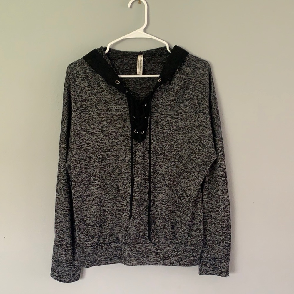 XL Lace Up Hooded Shirt